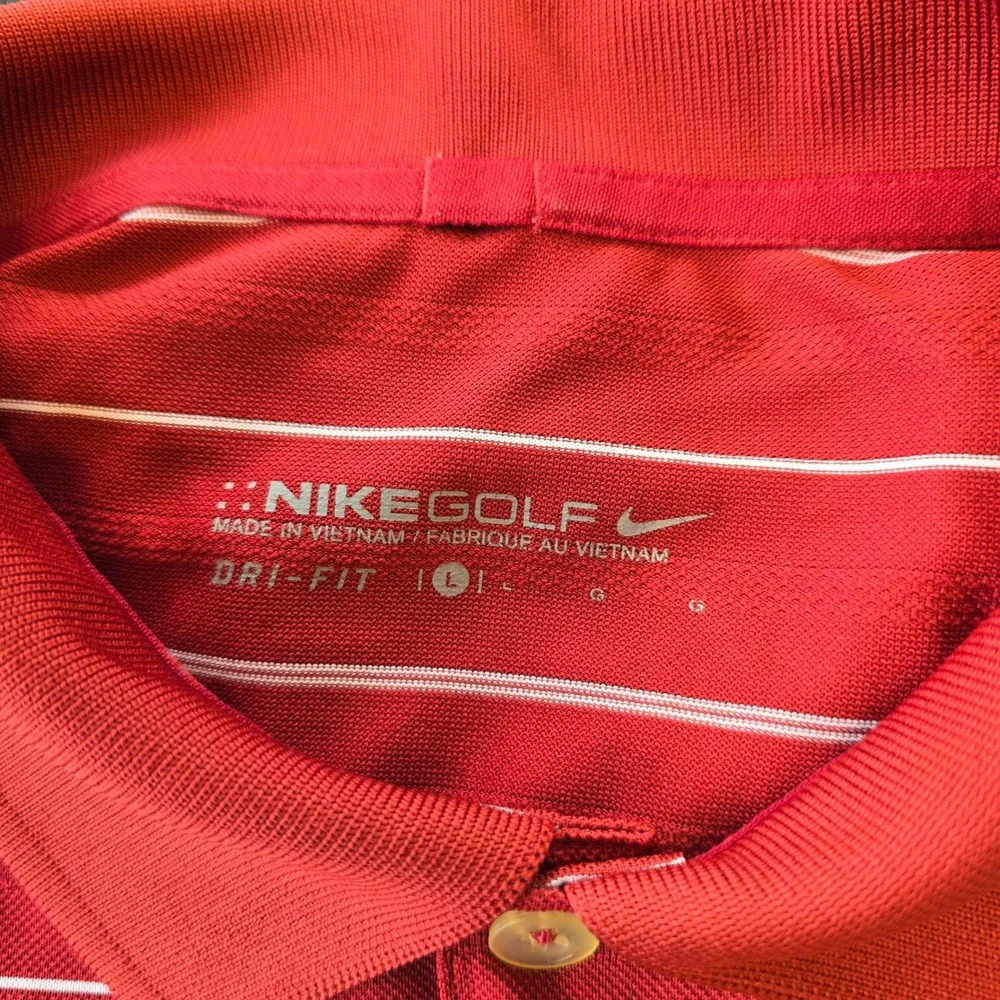 Lot of 2 Nike Golf Dri-Fit Polo Shirts Mens Large Red Blue‎ Striped Short Sleeve